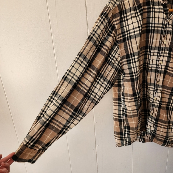 Cactus Clothing Men’s Button Down Shirt Size Large Tan Black Plaid 100% Cotton L - Picture 6 of 9
